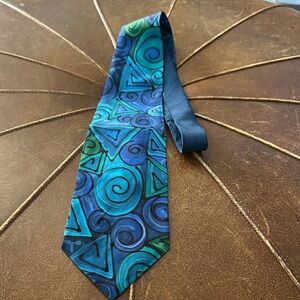 Abstract Karen William Design Patterned Blue and Green Men's Tie